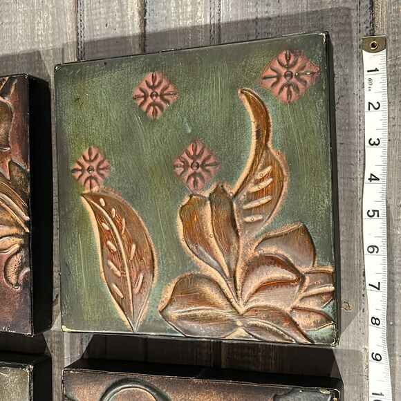 Set of 8, Metal earth tone wall decor - Picture 2 of 3